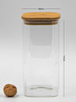 Units of Square Bamboo Jars (24 oz, 29 oz, 34 oz, 44 oz), Pantry Storage Containers, Flour Container, Cereal Container