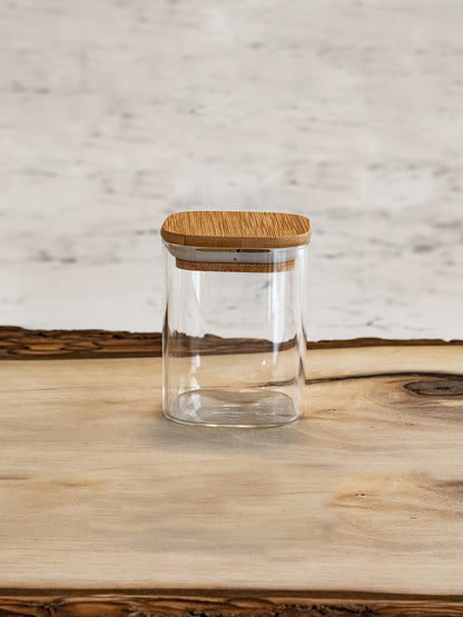 Units of Square Bamboo Lid Jars 2.5" wide (6 oz, 7.5 oz, 11 oz, 13.5 oz, 16 oz), Food Containers, Jars for Spices