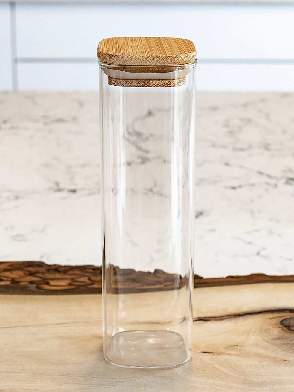 Units of Square Bamboo Lid Jars 2.5" wide (6 oz, 7.5 oz, 11 oz, 13.5 oz, 16 oz), Food Containers, Jars for Spices