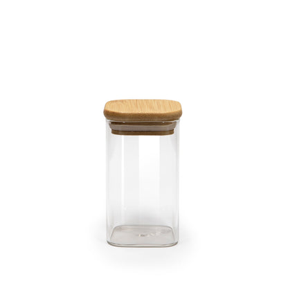 Units of Square Bamboo Lid Jars 2.5" wide (6 oz, 7.5 oz, 11 oz, 13.5 oz, 16 oz), Food Containers, Jars for Spices