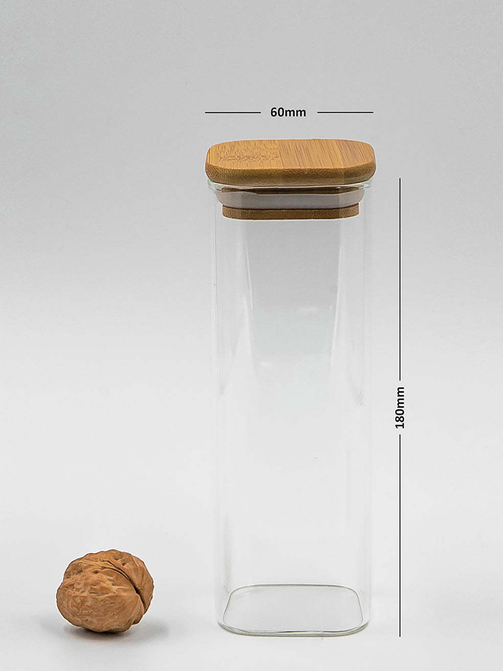 Units of Square Bamboo Lid Jars 2.5" wide (6 oz, 7.5 oz, 11 oz, 13.5 oz, 16 oz), Food Containers, Jars for Spices
