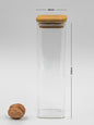 Units of Square Bamboo Lid Jars 2.5" wide (6 oz, 7.5 oz, 11 oz, 13.5 oz, 16 oz), Food Containers, Jars for Spices