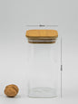 Units of Square Bamboo Lid Jars (6.5 oz, 13.5 oz, 22 oz, 27 oz), Glass Jars with Bamboo Lids, Cereal Container