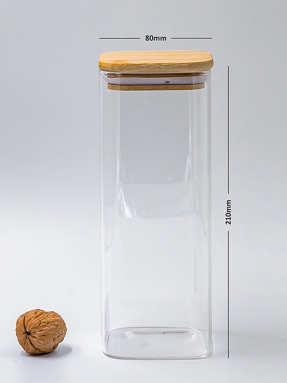 Units of Square Bamboo Lid Jars (6.5 oz, 13.5 oz, 22 oz, 27 oz), Glass Jars with Bamboo Lids, Cereal Container