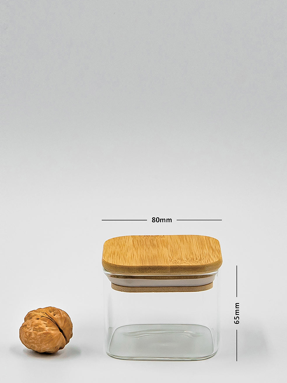 Units of Square Bamboo Lid Jars (6.5 oz, 13.5 oz, 22 oz, 27 oz), Glass Jars with Bamboo Lids, Cereal Container