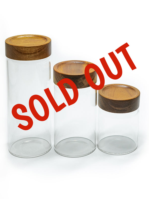 Set of 3 PREMIUM Large Acacia Lid Spice Jars (18.5 oz, 22 oz, 30.5 oz), Secure Lid Spice Jars, Acacia Screw Cap Jars