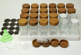 Set of 24 pcs (4 oz) Airtight Square Acacia Wood Screw Cap Glass Spice Jar