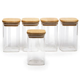 Square Bamboo Lid Jars 2.5" wide (6, 7.5, 11, 13.5, 16 oz), Food Containers, Jars for Spices