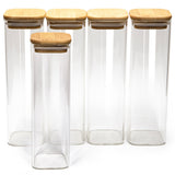 Square Bamboo Lid Jars 2.5" wide (6, 7.5, 11, 13.5, 16 oz), Food Containers, Jars for Spices