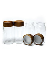 Set of 4 PREMIUM Acacia Lid Spice Jars (9.5 oz), Secure Lid Spice Jars, Acacia Screw Cap Jars