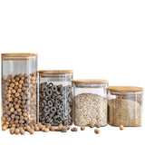 Square Bamboo Jars (24, 29, 34, 44 oz. ), Pantry Storage Containers, Flour Container, Cereal Container