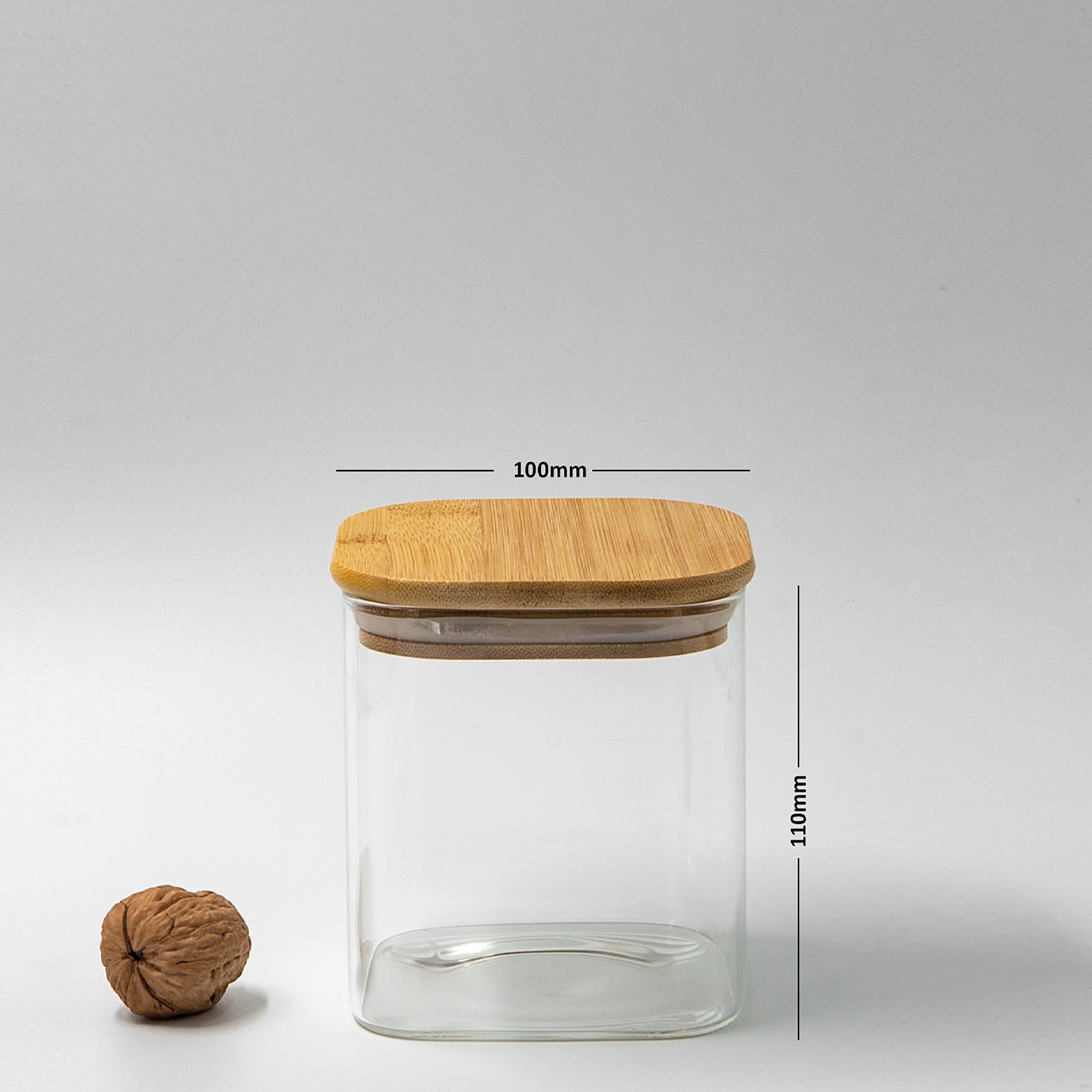 SET of 3 Square Bamboo Jars (24, 29, 34 oz. ), Pantry Storage Containers, Flour Container, Cereal Container