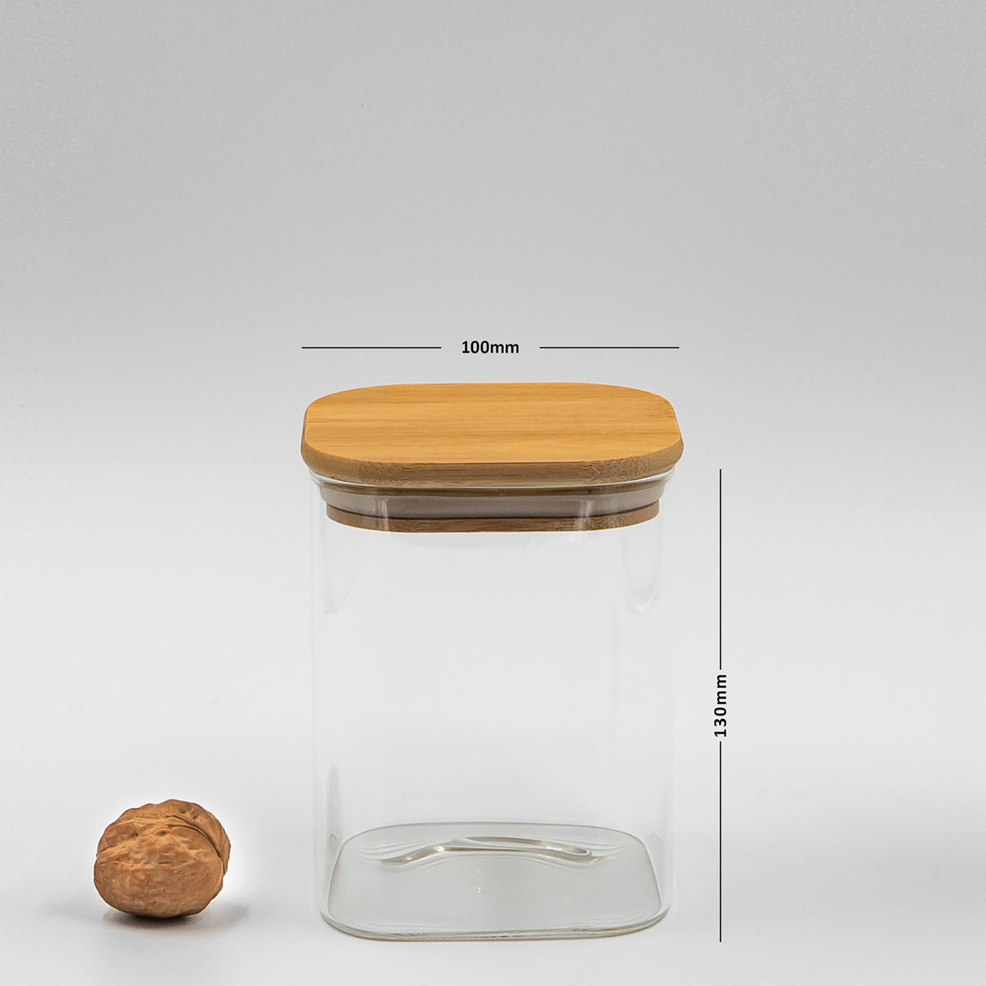 SET of 3 Square Bamboo Jars (24, 29, 34 oz. ), Pantry Storage Containers, Flour Container, Cereal Container