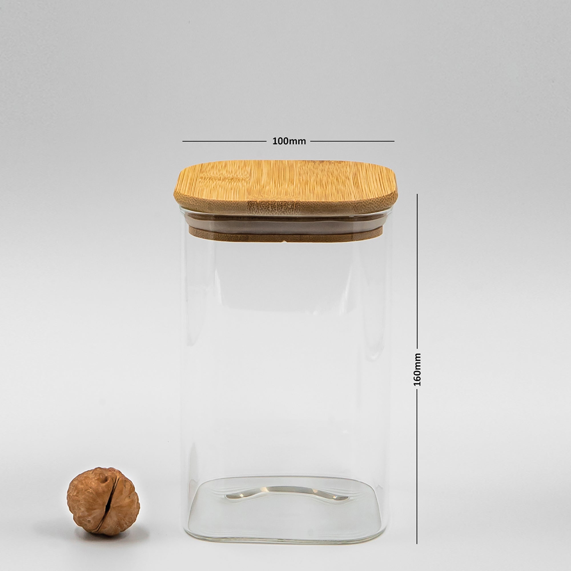 SET of 3 Square Bamboo Jars (24, 29, 34 oz. ), Pantry Storage Containers, Flour Container, Cereal Container