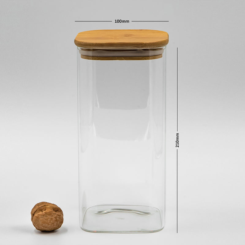 Square Bamboo Jars (24, 29, 34, 44 oz. ), Pantry Storage Containers, Flour Container, Cereal Container