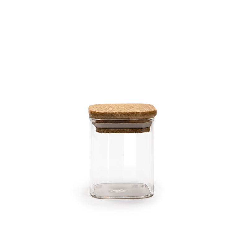 Square Bamboo Lid Jars 2.5" wide (6, 7.5, 11, 13.5, 16 oz), Food Containers, Jars for Spices