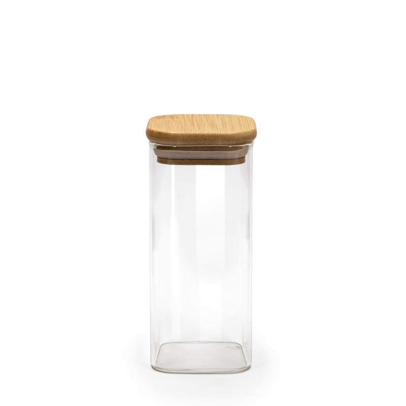 Square Bamboo Lid Jars 2.5" wide (6, 7.5, 11, 13.5, 16 oz), Food Containers, Jars for Spices