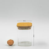 Square Bamboo Lid Jars (6.5, 13.5, 22, 27 oz.), Glass Jars with Bamboo Lids, Cereal Container